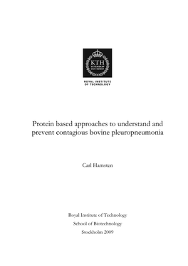 Protein Based Approaches to Understand and Prevent Contagious Bovine Pleuropneumonia