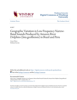 Geographic Variation in Low Frequency Narrow-Band Sounds Produced by Amazon River Dolphins (Inia Geoffrensis) in Brazil and Peru