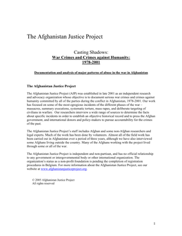 Report, the Afghanistan Justice Project