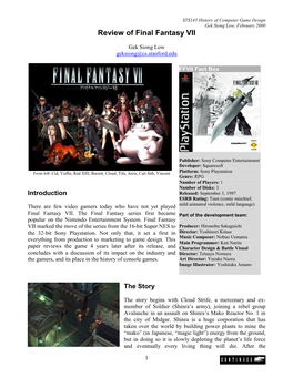 Review of Final Fantasy VII