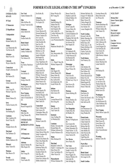 FORMER STATE LEGISLATORS in the 109Th CONGRESS