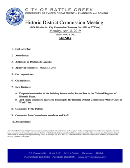Historic District Commission Meeting (10 N