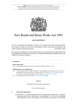 New Roads and Street Works Act 1991