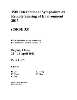 35Th International Symposium on Remote Sensing of Environment 2013