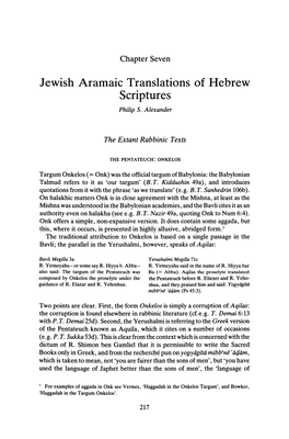 Jewish Aramaic Translations of Hebrew Scriptures Philip S