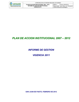 Plan De Accion Institucional 2007