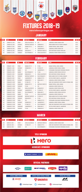 Fixtures 2018-19 January