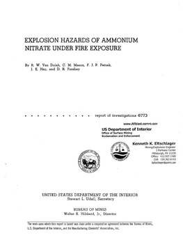 RI 6773 Explosion Hazards of Ammonium Nitrate Under Fire