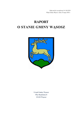 Raport O Stanie Gminy Wąsosz