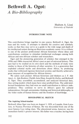 Bethwell A. Ogot: a Bio-Bibliography