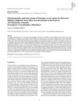 Phylogeography and Sister Group of Lupangus, a New Genus for Three