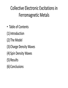 Collective Electronic Excitations in Ferromagnetic Metals