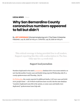 Why San Bernardino County Coronavirus Numbers Appeared to Fall but Didn't
