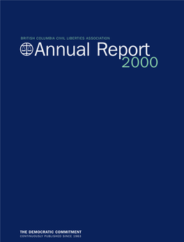 Annual Report 1 CONTINUOUSLY PUBLISHED SINCE 1963 Annual General Meeting 2000 the Annual General Meeting of the B.C
