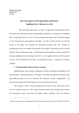 The Convergence of Psychoanalysis and Drama : Spalding Gray’S Monster in a Box