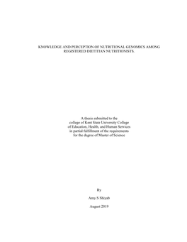 Knowledge and Perception of Nutritional Genomics Among Registered Dietitian Nutritionists