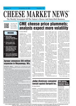 CME Cheese Price Plummets; Analysts Expect More Volatility