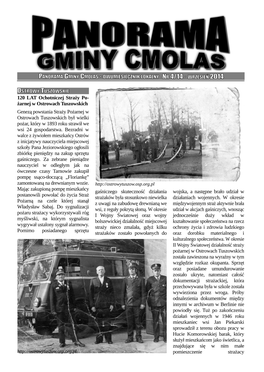 Panorama Gminy Cmolas ­ Dwumiesięcznik Lokalny Nr 4/14· Wrzesień 2014