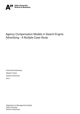 Agency Compensation Models in Search Engine Advertising - a Multiple Case Study