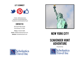 NEW YORK CITY Scavenger Hunt Adventure Point Tally Times Square ______Broadway ______St