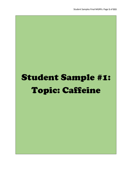 Student Sample #1: Topic: Caffeine Student Samples Final Mgrps: Page 2 of 111