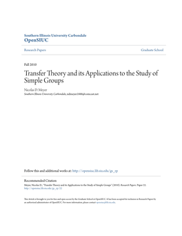 Transfer Theory and Its Applications to the Study of Simple Groups Nicolas D