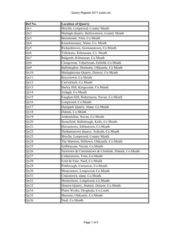 Quarry Register 2011 Public.Xls