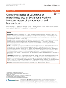 Circulating Species of Leishmania at Microclimate