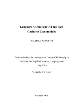 Language Attitudes in Old and New Gaeltacht Communities