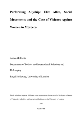 Elite Allies, Social Movements and the Case of Violence Against Women