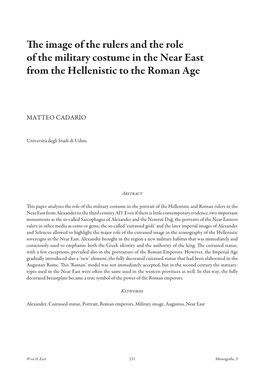 The Image of the Rulers and the Role of the Military Costume in the Near East from the Hellenistic to the Roman Age