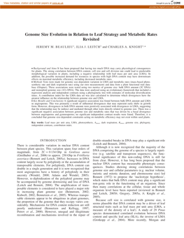 Genome Size Evolution in Relation to Leaf Strategy and Metabolic Rates Revisited