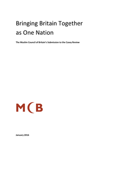 Submission to Casey Review – 'Bringing Britain Together As One