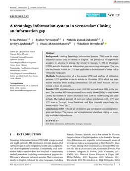 A Teratology Information System in Vernacular: Closing an Information Gap