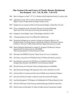 The Curious Life and Career of Charles Rennie Mackintosh Roz Hoagland – LLI – Feb