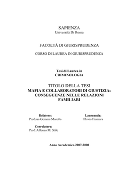 Mafia E Collaboratori Di Giustizia: Conseguenze Nelle Relazioni Familiari