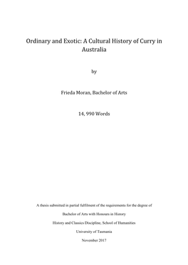 A Cultural History of Curry in Australia