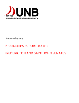 President's Report to the Fredericton and Saint John