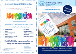 You Are Invited to Our Community & Open Day Saturday 29Th September 10Am - 1Pm Progress 8 Has Now Been Introduced for Good Afternoon, School Progress 8 All Schools