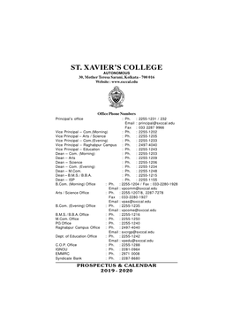 Prospectus and College Calendar – 2019-20 (Arts & Science)