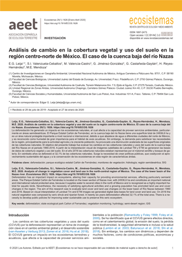 Análisis De Cambio En La Cobertura Vegetal Y Uso Del Suelo En La Región Centro-Norte De México. El Caso De La Cuenca Baja Del Río Nazas E.G