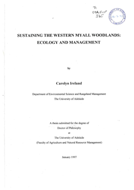 Sustaining the Western Myall Woodlands : Ecology and Management
