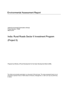 IEE: India: Rural Roads Sector II Investment Program (Project 5