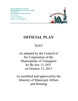 Municipality of Temagami Offical Plan