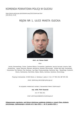 Rejon Nr 1, Ulice Miasta Olecka