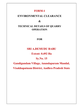 Form-1 Environmental Clearance & Sri A.Demudu