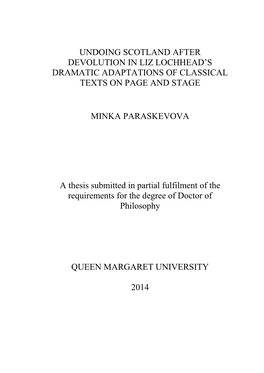 Undoing Scotland After Devolution in Liz Lochhead's