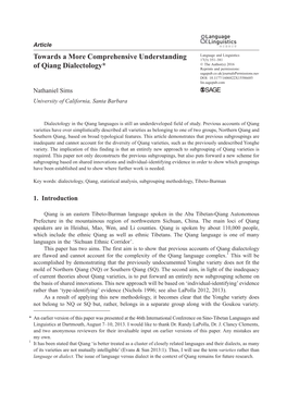 Towards a More Comprehensive Understanding of Qiang Dialectology*