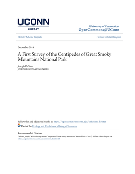 A First Survey of the Centipedes of Great Smoky Mountains National Park Joseph Desisto JOSEPH.DESISTO@UCONN.EDU