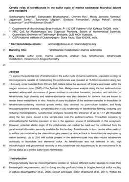 Cryptic Roles of Tetrathionate in the Sulfur Cycle of Marine Sediments: Microbial Drivers and Indicators